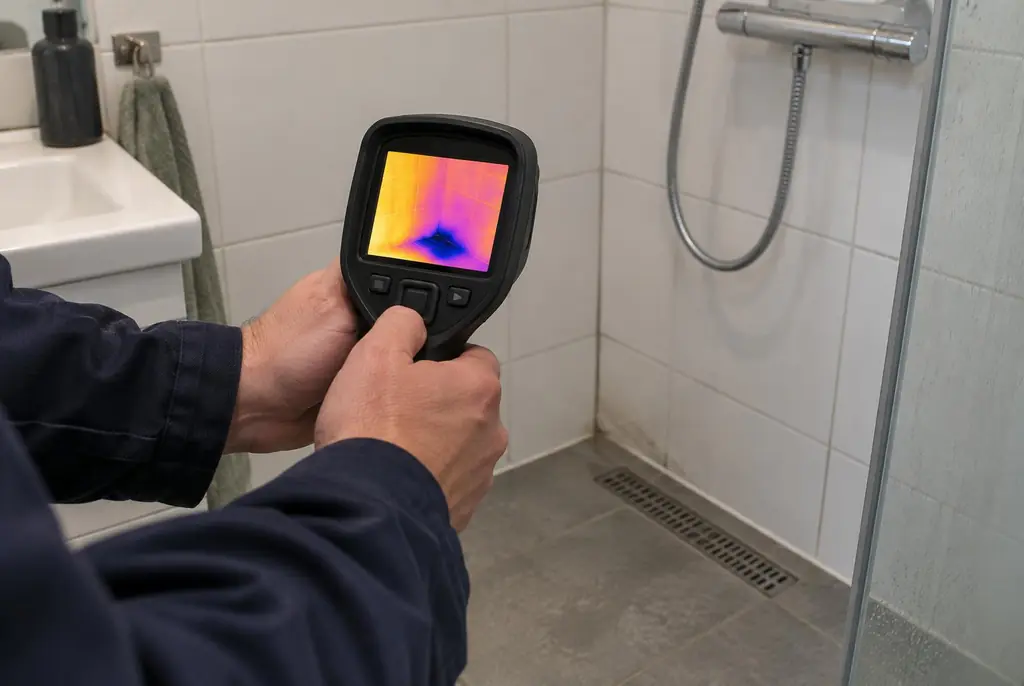 Lekdetectie Wezep – lekdetectiespecialist met warmtebeeldcamera in een badkamer