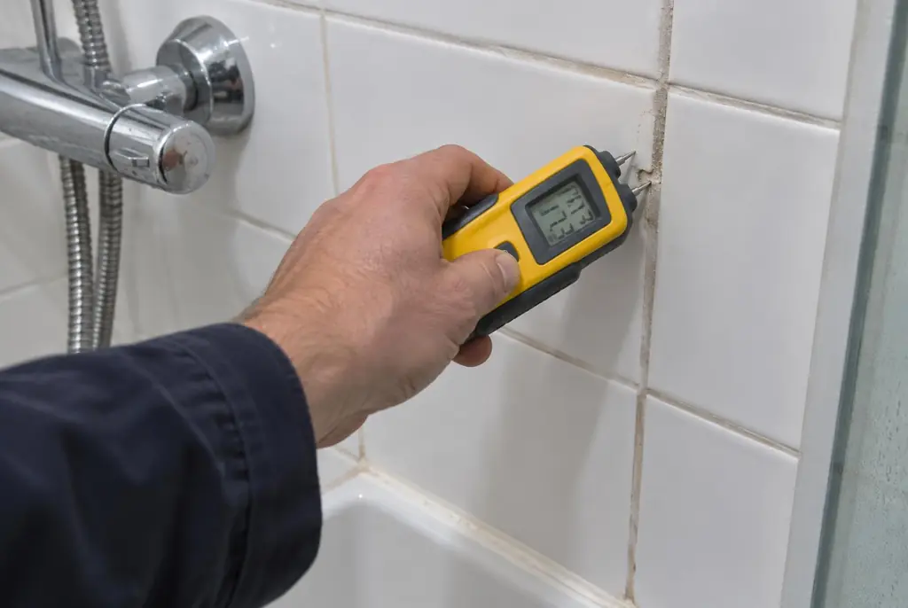 Lekdetectie Wezep – vochtmeter op badkamertegels bij de douche